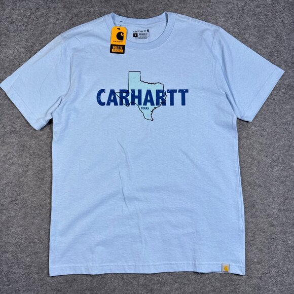 Carhartt T Shirt Mens Medium Blue Relaxed Fit Texas Heavyweight Light Baby - Picture 2 of 10